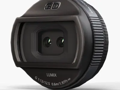 Panasonic Lumix G 12-5mm f12 3D H-FT012 3D lens Low-poly 3D model