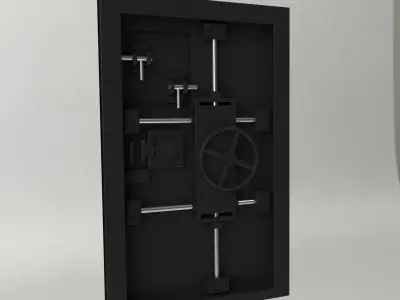 WWII bunker steel secure door Low-poly 3D model