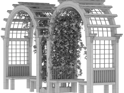 Wooden Garden Arbor 02 3D model