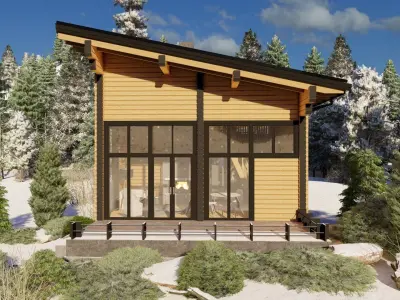 3D model of a wooden house 3D model