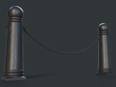Street Bollard 08 PBR Game Ready Low-poly 3D model