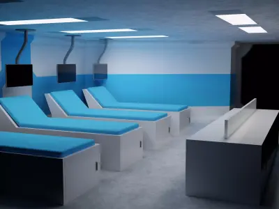 Make your own space station layout - Extended Medbay add-on Low-poly 3D model