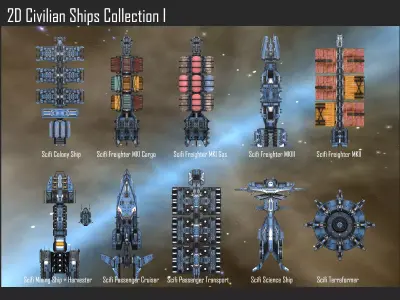 2D Civilian Ships Collection I Texture
