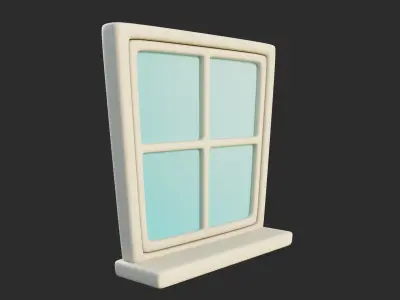 Cartoon Window 5b Low-poly 3D model