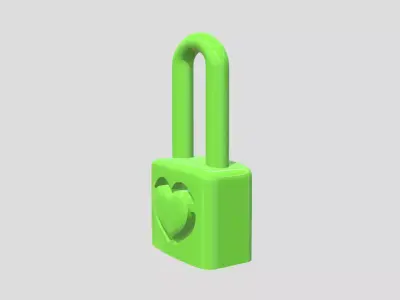 Heart Cutout Padlock Charm 3D Model STL 3D model