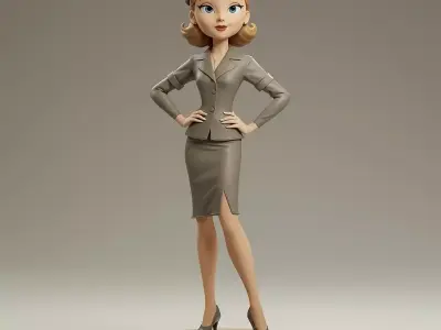1940s Vintage Fashion Stylized 3D Figurine 3D model