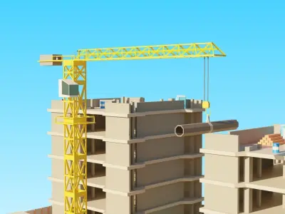 Low poly Construction Zone Low-poly 3D model