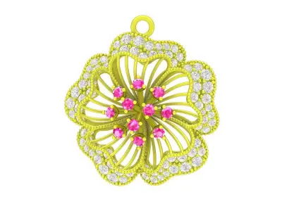 Luxury Floral Diamond Pendant Jewelry Design 6614 3D print model