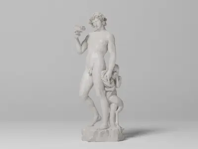 Bacchus Michelangelo Sculpture VR AR Mobile-ready Game-ready Low-poly 3D model