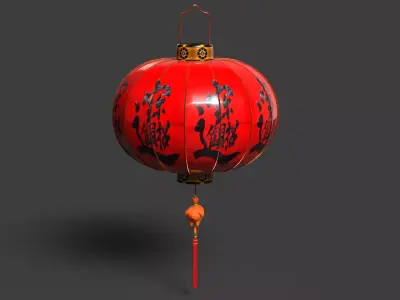 Chinese  red  lantern Low-poly 3D model