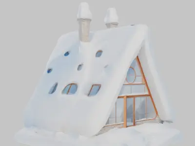 Lowpoly Triangular Pyramid Snow House Game-Ready 3D Asset   Low-poly 3D model