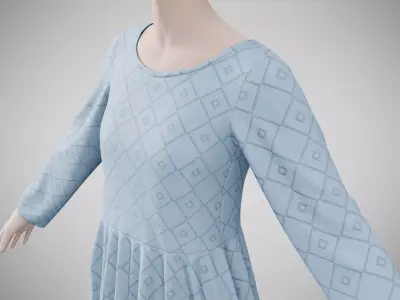 Dress 25 Light Blue Low-poly 3D model