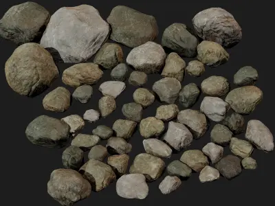 50 Low poly Rock Collection Vol 3 Low-poly 3D model