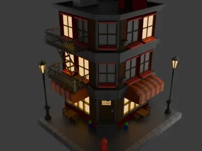 Low Poly Store front Low-poly 3D model