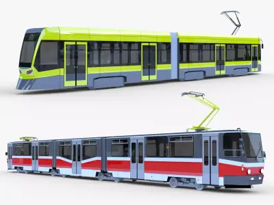 Stadler and KT8D5 trams 3D Model Pack