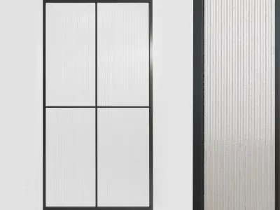 Glass partition door 4444 Low-poly 3D model