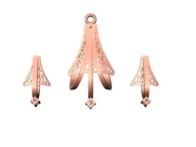 072 - Delicate Jali Pendant Set for Girls 3D print model