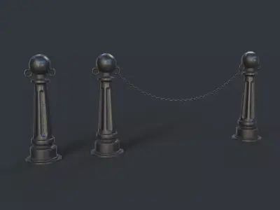 Street Bollard 06 PBR Game Ready Low-poly 3D model