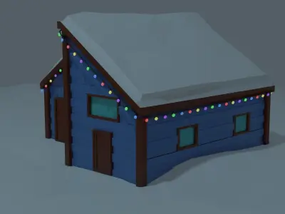 Christmas Suburb Game Ready Houses Low-poly 3D model