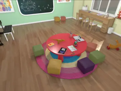 Kids classroom Low-poly 3D model