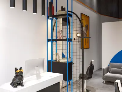 Industrial Loft Barber Shop 3D model