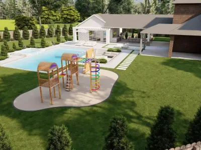 Garden Landscape 3D Model - SketchUp and Lumion Scene 3D  3D model