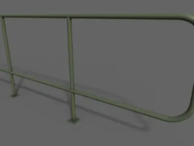 PBR Pedestrian Guard Rail Green V5 Low-poly 3D model