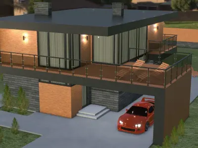 Blender project of Cottage Architecture House Building Exterior 3D model