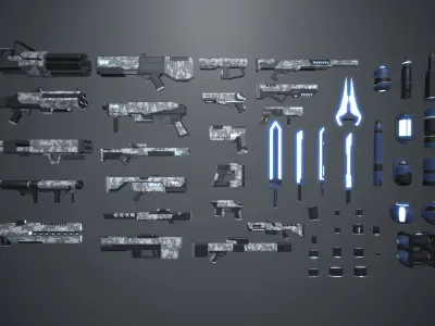 LowPoly Sci Fi Guns Pack Low-poly 3D model