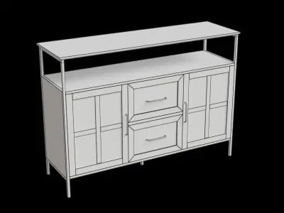 Industrial Farmhouse Window Pane Buffet Table Low-poly 3D model