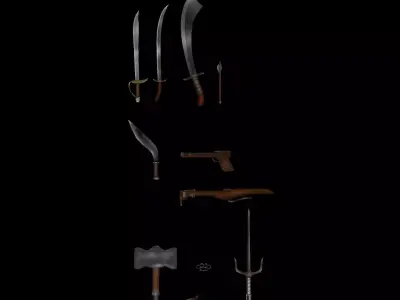 DnD Monk Weapons Pack 6 Low-poly 3D model