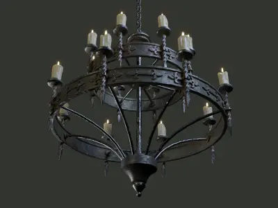 Candle Chandelier A Low-poly 3D model