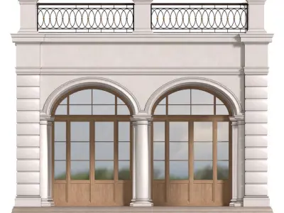 Facade with arched openings and a balcony Arched Entrance 3D model