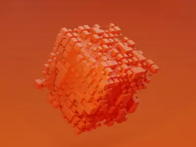 Abstract Sci-Fi  animated Cube  3D model Low-poly 3D model