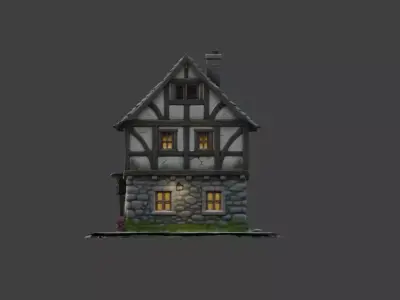 Medieval Timber House Low-poly 3D model