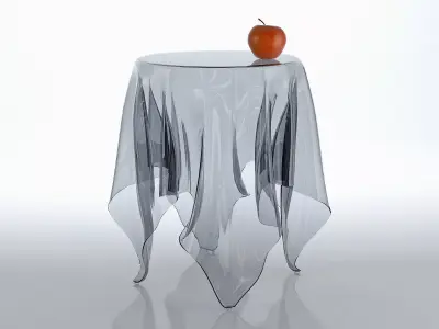 Illusion transparent table with apple on top 3D model