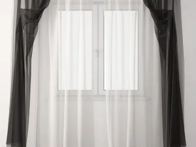 Curtain with stripes 3D model get