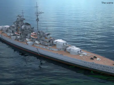  Bismarck 1940 Sea Trials Configuration Battleship Gray Rigged 