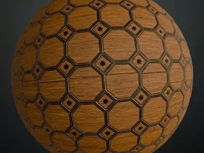 Oak Hexagon Star Parquet Flooring PBR Seamless Texture