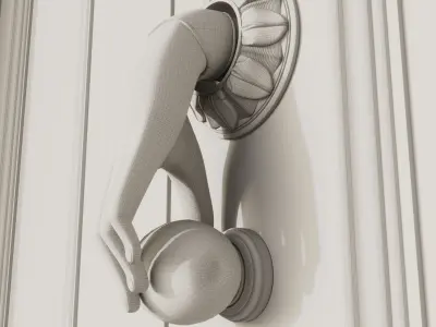 A doorknob shaped like a human hand Low-poly 3D model