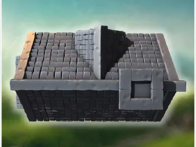 Small wooden cottage with stone foundation detailed shingled roo 3D print model