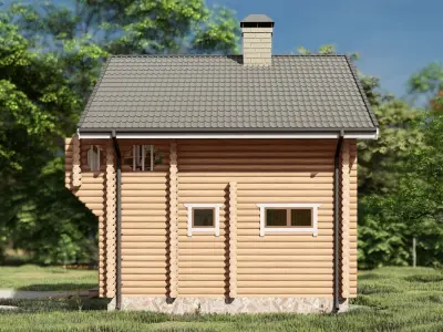 3D model of a wooden bathhouse 3D model