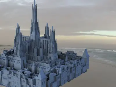 Babylon temple Huge with city garden lower city 3D model