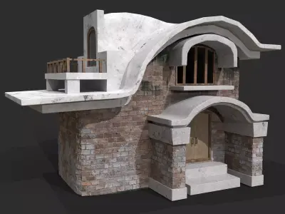 3D Game House with PBR Texturing Low-poly 3D model