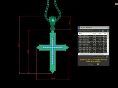 High Cross Pendant Light Gold 18K 4CP046 3D print model