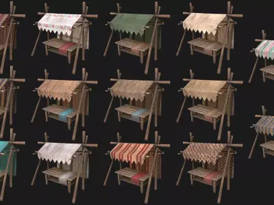 Market Stalls Tent Pack Low-poly 3D model