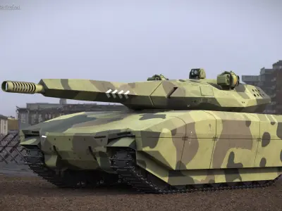  Stealth Battle Tank with Coaxial MG Camouflage Green Simplified 