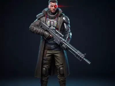 Cyberpunk Mercenary GameReady 3D SciFi Character Model Low-poly 3D model