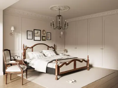 French Style Bedroom 3D Model 3D model