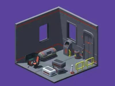 Sci-Fi Modular Interior Pack Low-poly 3D model